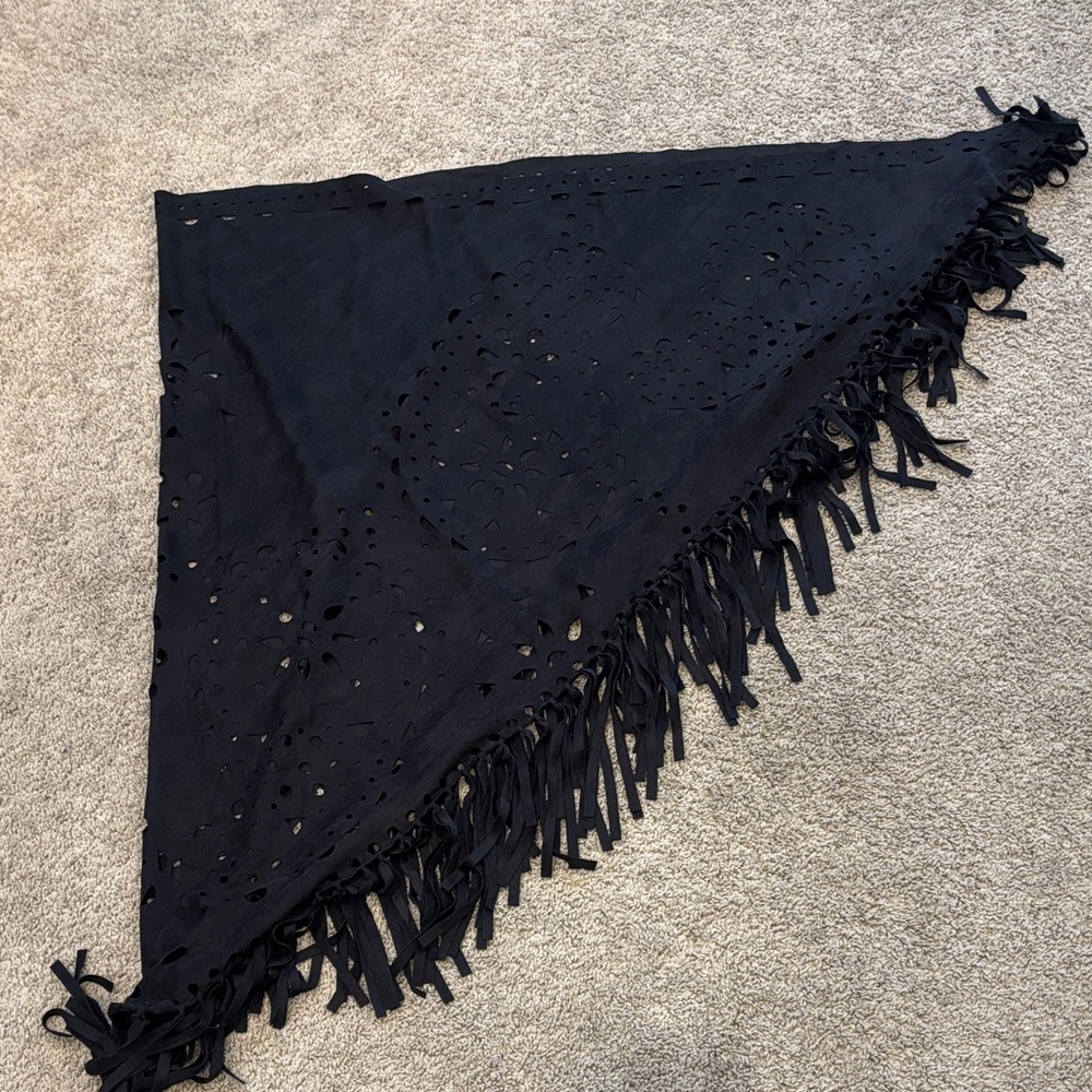 Faux leather fringe scarf